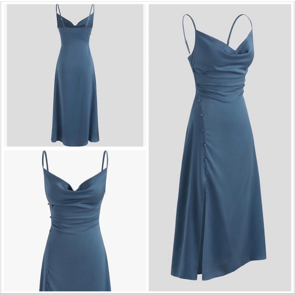 NWT Cider Blue Cowl Neck Midi Slip Dress 1X